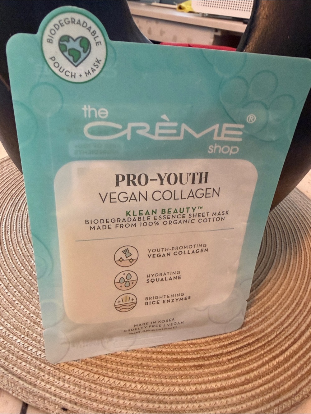 The Crème Shop Pro-Youth Vegan Collagen Sheet Mask 100% Organic Cotton 25 ml